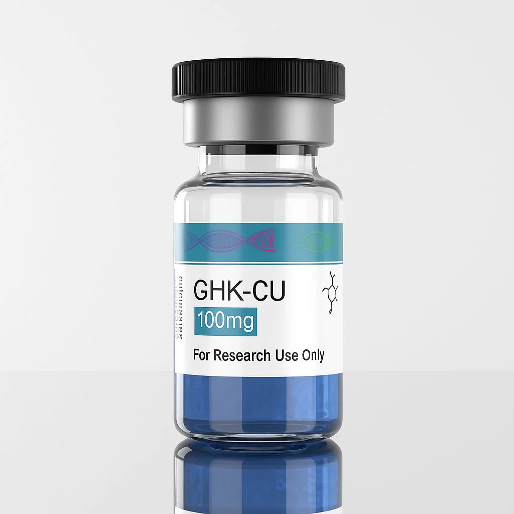 GHK-Cu 100mg UK is a high-purity, research-grade copper-bound tripeptide supplied as a lyophilised powder for laboratory applications only.
