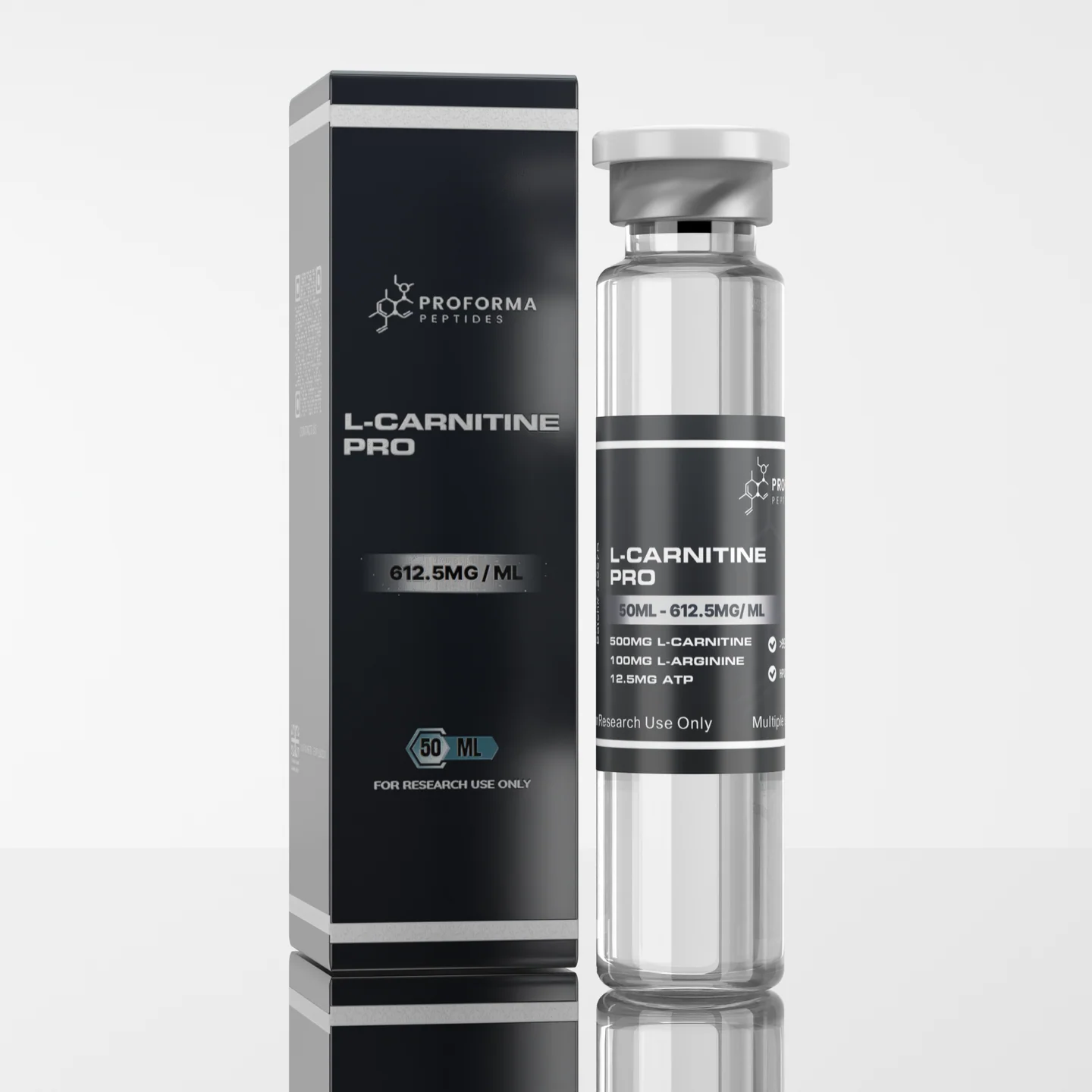 L-Carnitine PRO 50ml UK is a high-purity, research-grade compound blend supplied as a ready-to-use liquid solution for laboratory applications only.